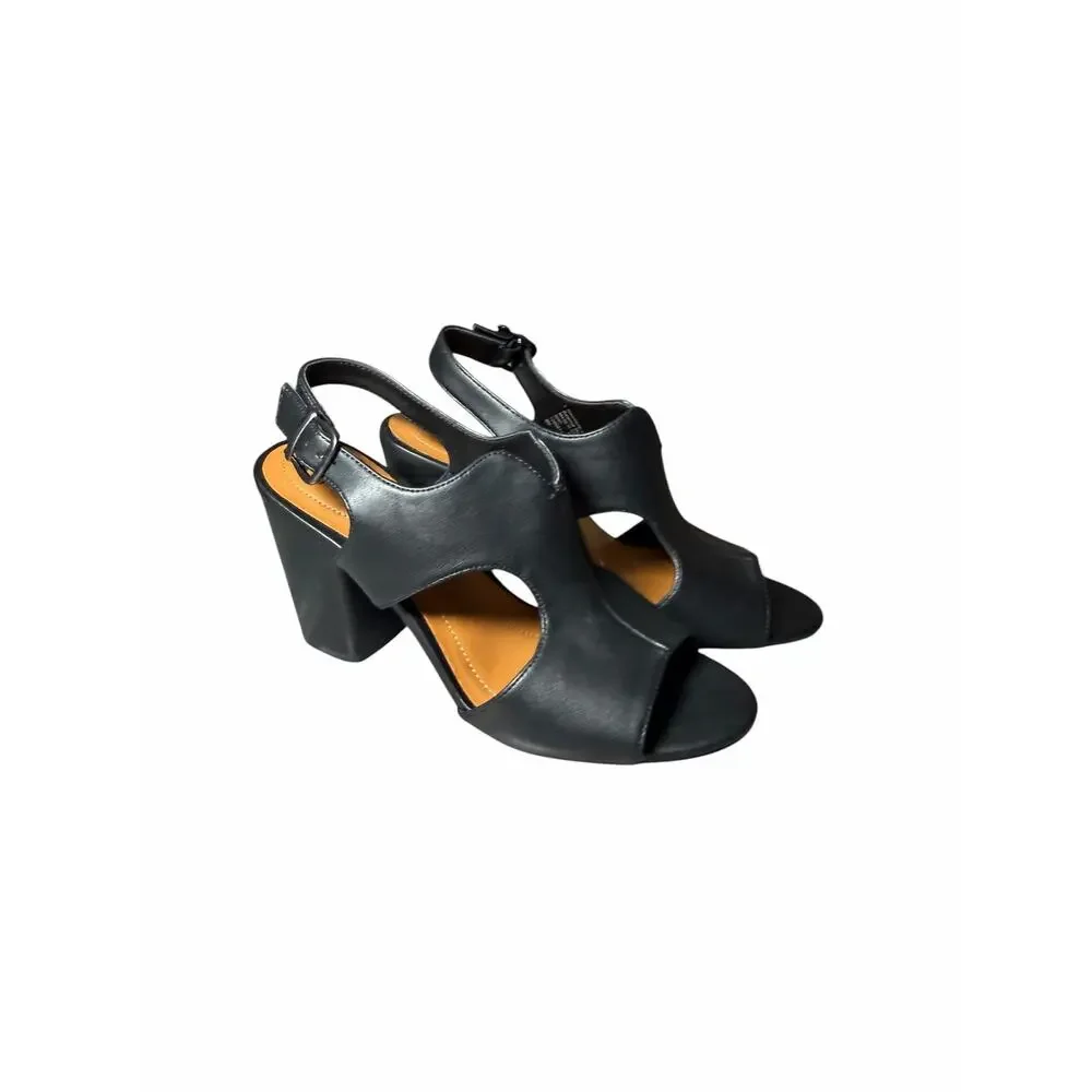 Style & Co Marnee Black Slingback Block Heel Peep Toe Dress Sandals Size 9 NIB